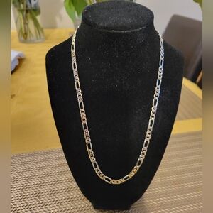 18K Real Gold Plated Figaro Chain Necklace